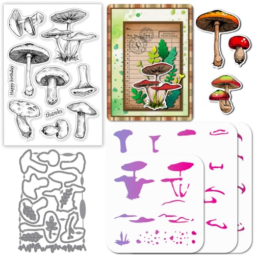 GLOBLELAND Pilzmotiven Stamps Stanzschablone für die Kartenherstellung Blättern Silikonstempel Stanzschablone Pflanzen PET Malschablonen Für DIY Scrapbooking Bastelalben Zubehör GLOBLELAND Pilzmotiven Stamps Stanzschablone für die Kartenherstellung Blättern Silikonstempel Stanzschablone Pflanzen PET Malschablonen Für DIY Scrapbooking Bastelalben Zubehör von GLOBLELAND