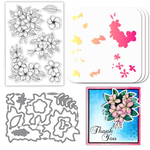 GLOBLELAND Plumeria Stamps Stanzschablone für die Kartenherstellung Blumenblatt Silikonstempel Stanzschablone Blumenrand PET Malschablonen Für DIY Scrapbooking Bastelalben Zubehör GLOBLELAND Plumeria Stamps Stanzschablone für die Kartenherstellung Blumenblatt Silikonstempel Stanzschablone Blumenrand PET Malschablonen Für DIY Scrapbooking Bastelalben Zubehör von GLOBLELAND