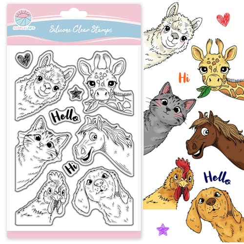 GLOBLELAND Probe Animal Clear Stamp Für Scrapbooking Katze Hund Silikonstempel Giraffen Alpakas Transparenter Stempel Für Kartenherstellung DIY Prägen Journaling GLOBLELAND Probe Animal Clear Stamp Für Scrapbooking Katze Hund Silikonstempel Giraffen Alpakas Transparenter Stempel Für Kartenherstellung DIY Prägen Journaling von GLOBLELAND