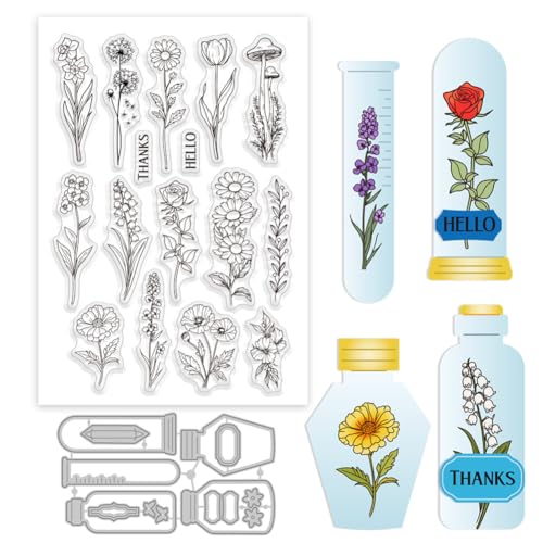 GLOBLELAND Pusteblumen Rosenflasche Transparenter Stempel Und Stanzformen Set Zur Kartengestaltung Frühlingsblumen Transparenter Silikonstempel Metallglasgefäß Stanzungen Für Heimwerker Scrapbooking GLOBLELAND Pusteblumen Rosenflasche Transparenter Stempel Und Stanzformen Set Zur Kartengestaltung Frühlingsblumen Transparenter Silikonstempel Metallglasgefäß Stanzungen Für Heimwerker Scrapbooking von GLOBLELAND