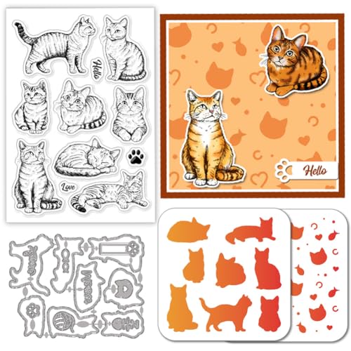 GLOBLELAND Realistisch Katze Stamps Stanzschablone für die Kartenherstellung Tiere Silikonstempel Stanzschablone Katzenkopf Hintergrund PET Malschablonen Für DIY Scrapbooking Bastelalben Zubehör GLOBLELAND Realistisch Katze Stamps Stanzschablone für die Kartenherstellung Tiere Silikonstempel Stanzschablone Katzenkopf Hintergrund PET Malschablonen Für DIY Scrapbooking Bastelalben Zubehör von GLOBLELAND