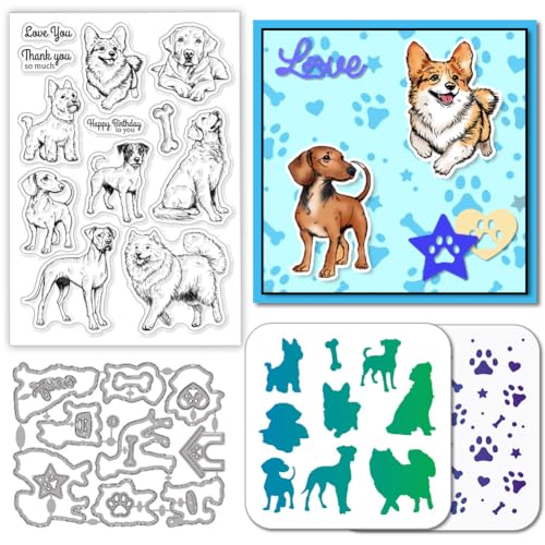 GLOBLELAND Realistische Hunde Stamps Stanzschablone für die Kartenherstellung Tiere Silikonstempel Stanzschablone Hund Pfote Hintergrund PET Malschablonen Für DIY Scrapbooking Bastelalben Zubehör GLOBLELAND Realistische Hunde Stamps Stanzschablone für die Kartenherstellung Tiere Silikonstempel Stanzschablone Hund Pfote Hintergrund PET Malschablonen Für DIY Scrapbooking Bastelalben Zubehör von GLOBLELAND