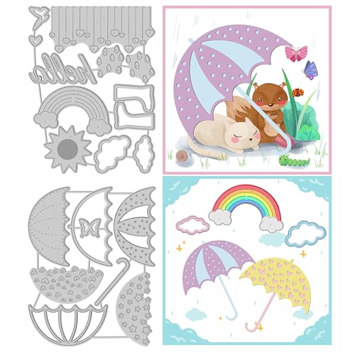 GLOBLELAND Regenschirm Regenbogen Metall Stanzschablone Regentropfen Schmetterlinge Papierpräge Stanzschablonen Set Text Stanzformen für Kartenherstellung DIY Papier Scrapbooking Handgefertigtes GLOBLELAND Regenschirm Regenbogen Metall Stanzschablone Regentropfen Schmetterlinge Papierpräge Stanzschablonen Set Text Stanzformen für Kartenherstellung DIY Papier Scrapbooking Handgefertigtes von GLOBLELAND