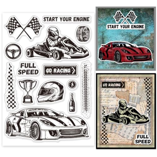 GLOBLELAND Rennwagen Kart Stempel Trophäe Gummi Klare Stempel Reifenspur Für DIY Scrapbooking Fotoalbum Dekorative Karten 6.3x4.33inch GLOBLELAND Rennwagen Kart Stempel Trophäe Gummi Klare Stempel Reifenspur Für DIY Scrapbooking Fotoalbum Dekorative Karten 6.3x4.33inch von GLOBLELAND