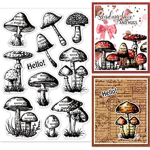 GLOBLELAND Retro-Pilz-Klare Stempel Silikon-Klare Stempel-Pflanzen-Themen-Siegel Für DIY-Scrapbooking Tagebücher Dekorative Karten Herstellung von Fotoalben DIY-Handwerk von GLOBLELAND