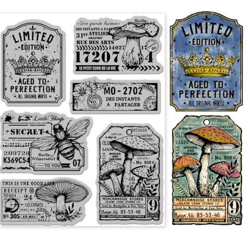 GLOBLELAND Retro Stempel Mit Pilz Und Biene, 7.09x8.66zoll, Kronenetiketten, EVA Stempel, Prägestempelsiegel Für DIY Scrapbooking Und Kartenherstellung, Papierbasteldekor GLOBLELAND Retro Stempel Mit Pilz Und Biene, 7.09x8.66zoll, Kronenetiketten, EVA Stempel, Prägestempelsiegel Für DIY Scrapbooking Und Kartenherstellung, Papierbasteldekor von GLOBLELAND