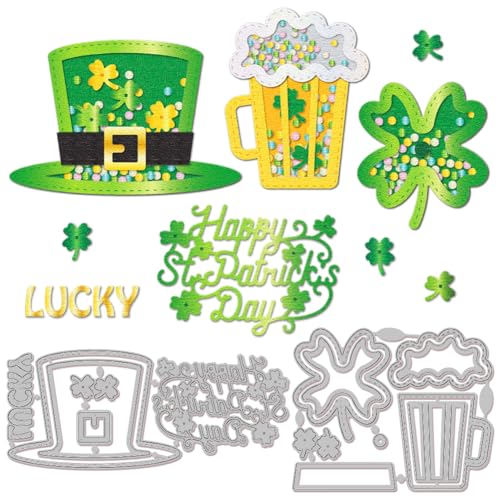 GLOBLELAND Saint. Patrick'S Day Shaker-Stanzformen Für Die Kartenherstellung, Kleeblatt-Hut, Prägeschablonen Aus Karbonstahl, Vorlage Für DIY-Scrapbooking, Album, Basteldekoration GLOBLELAND Saint. Patrick'S Day Shaker-Stanzformen Für Die Kartenherstellung, Kleeblatt-Hut, Prägeschablonen Aus Karbonstahl, Vorlage Für DIY-Scrapbooking, Album, Basteldekoration von GLOBLELAND