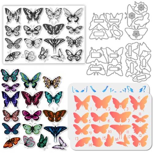 GLOBLELAND Schmetterlingsetikett Stamps Stanzschablone für die Kartenherstellung Schmetterlings Silikonstempel Stanzschablone Farbe PET Malschablonen Für DIY Scrapbooking Bastelalben Zubehör GLOBLELAND Schmetterlingsetikett Stamps Stanzschablone für die Kartenherstellung Schmetterlings Silikonstempel Stanzschablone Farbe PET Malschablonen Für DIY Scrapbooking Bastelalben Zubehör von GLOBLELAND