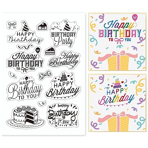 GLOBLELAND Happy Birthday Wörter Clear Stamps Silikon Stempel Karten Geburtstag Segen Wörter Transparente Stempel für Kartenherstellung Dekoration und DIY Scrapbooking von GLOBLELAND