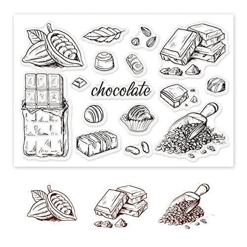 GLOBLELAND Silikonstempel Schokolade Klare Stempel Schokostückchen und Kakaobohnen Transparente Stempel Clear Stamps für Kartenherstellung und DIY Scrapbooking Dekor GLOBLELAND Silikonstempel Schokolade Klare Stempel Schokostückchen und Kakaobohnen Transparente Stempel Clear Stamps für Kartenherstellung und DIY Scrapbooking Dekor von GLOBLELAND