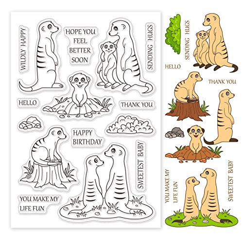 GLOBLELAND Silikonstempel Tiere Klare Stempel Erdmännchen Transparente Stempel Tiere Clear Stamps für Kartenherstellung und DIY Scrapbooking Dekor von GLOBLELAND