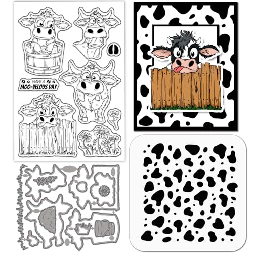 GLOBLELAND Silikonstempel mit lustigem Kuhmotiv, transparent, Motiv: Blumen, Cartoon-Tiere, Malschablonen für Kartenherstellung, Scrapbooking, Basteln, Prägen GLOBLELAND Silikonstempel mit lustigem Kuhmotiv, transparent, Motiv: Blumen, Cartoon-Tiere, Malschablonen für Kartenherstellung, Scrapbooking, Basteln, Prägen von GLOBLELAND