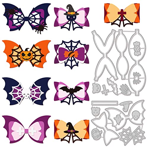 GLOBLELAND Spinnennetz Halloween Stanzformen zur Herstellung von Kartendekoration Kürbisse Katzen Fledermäuse Stanzformen Schablonen für Scrapbooking Prägung Papierstanzen für Fotoalbum dekorativ von GLOBLELAND