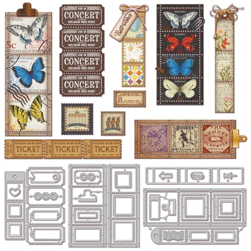 GLOBLELAND Stanzformen Für Briefmarkenrahmen Für Bastelarbeiten Scrapbooking Metallkarten Randstanzformen Lesezeichen Stanzungen Für Kartenherstellung Prägung Fotoalbum Basteldekor von GLOBLELAND