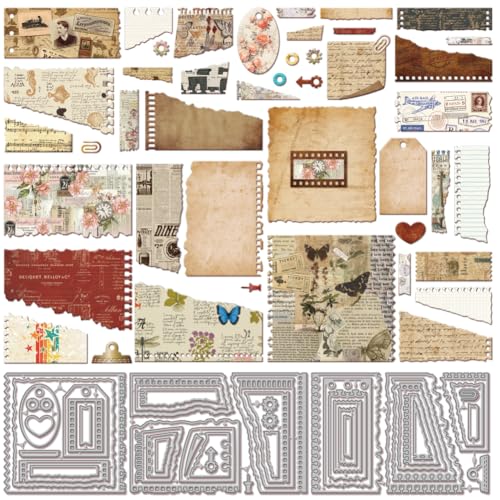 GLOBLELAND Stanzformen Für Haftnotizen Mit Abgerissenen Kanten Metall Büroklammer Etiketten Stanzungen Rahmen Hintergrund Stanz Und Prägevorlagen Für Scrapbooking Basteln Papierkarten von GLOBLELAND