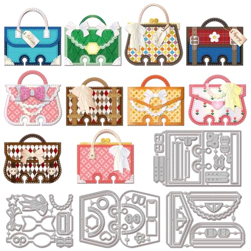 GLOBLELAND Stanzformen Für Handtaschen Seitenrahmen Für DIY Scrapbooking Metall Koffer Rand Stanzformen Schleifen Stanzungen Für Kartenherstellung Prägung Fotoalbum Basteldekor von GLOBLELAND
