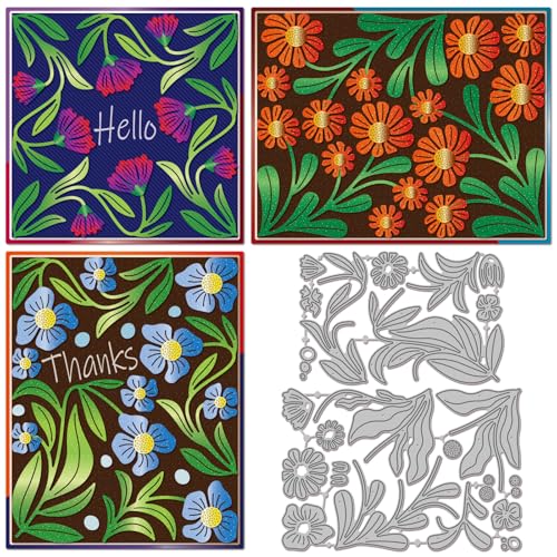 GLOBLELAND Stanzformen Mit Frisch Gepflückten Blumen Zum Basteln von Karten Dankeschön Pflanzen Stanzungen Blumen Blätter Hintergrund Metall Stanzformen Für DIY Scrapbooking Prägung Fotoalbum von GLOBLELAND