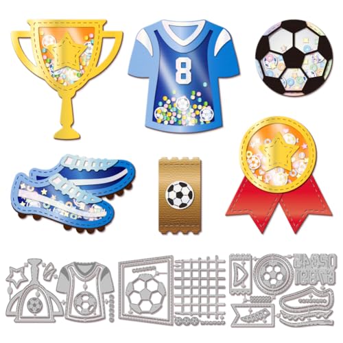 GLOBLELAND Stanzformen Mit Fußball Shaker Trophäen Sport Stanzungen Vorlage Schablone Für Kartengestaltung Dekoration DIY Scrapbooking Album Basteln Dekor von GLOBLELAND