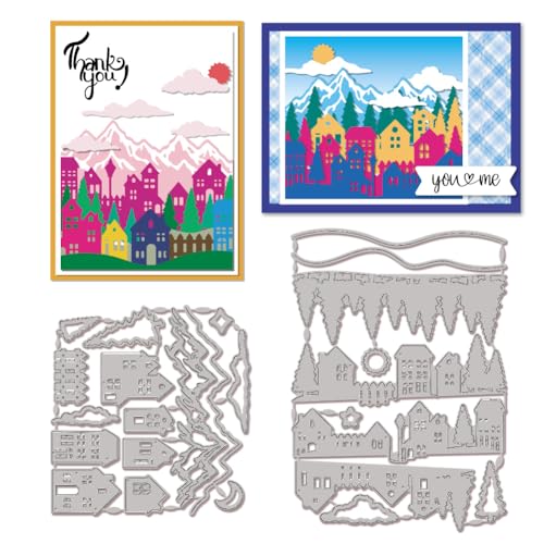 GLOBLELAND Stanzformen Mit Haus Berg Stanzformen Metallbaum Stanzvorlage Für Kartengestaltung Dekoration DIY Scrapbooking Album Basteldekor GLOBLELAND Stanzformen Mit Haus Berg Stanzformen Metallbaum Stanzvorlage Für Kartengestaltung Dekoration DIY Scrapbooking Album Basteldekor von GLOBLELAND
