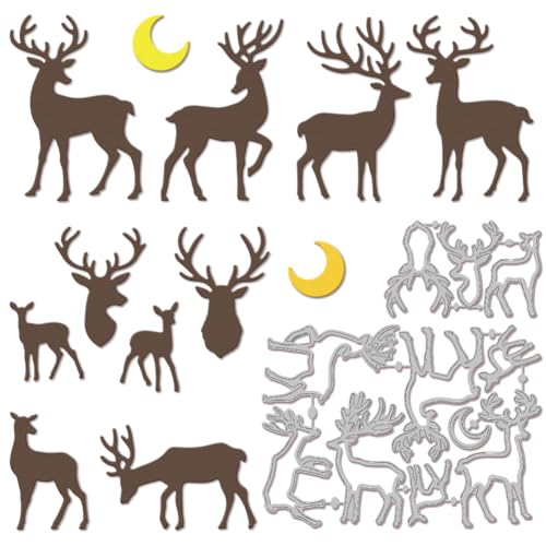 GLOBLELAND Stanzformen Mit Hirschmotiv Für Bastelarbeiten Scrapbooking Metall Mond Stanzformen Tiere Stanzungen Für Kartengestaltung Prägung Fotoalbum Basteldekoration GLOBLELAND Stanzformen Mit Hirschmotiv Für Bastelarbeiten Scrapbooking Metall Mond Stanzformen Tiere Stanzungen Für Kartengestaltung Prägung Fotoalbum Basteldekoration von GLOBLELAND