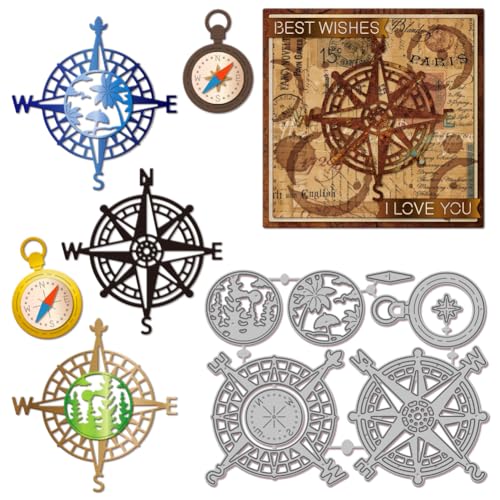 GLOBLELAND Stanzformen Mit Kompassrahmen Für Bastelarbeiten Scrapbooking Metall Wald Meer Rand Stanzformen Für Kartenherstellung Prägung Fotoalbum Basteldekoration von GLOBLELAND