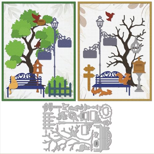 GLOBLELAND Frühling Stanzformen Mit Saisonalem Parkbaum Metall Straßenlaternenschild Briefkastenbank Stanz Und Prägeschablone Vogelkäfig Eichhörnchen Papierstanzungen Für Scrapbooking Papierkarten GLOBLELAND Frühling Stanzformen Mit Saisonalem Parkbaum Metall Straßenlaternenschild Briefkastenbank Stanz Und Prägeschablone Vogelkäfig Eichhörnchen Papierstanzungen Für Scrapbooking Papierkarten von GLOBLELAND