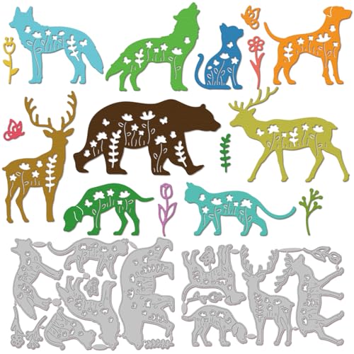 GLOBLELAND Stanzformen Mit n Und Tieren Für Bastelarbeiten Scrapbooking Metall Katzen Hunde Wildn Schmetterlinge Stanzungen Für Kartenherstellung Prägung Fotoalbum Basteldekoration von GLOBLELAND