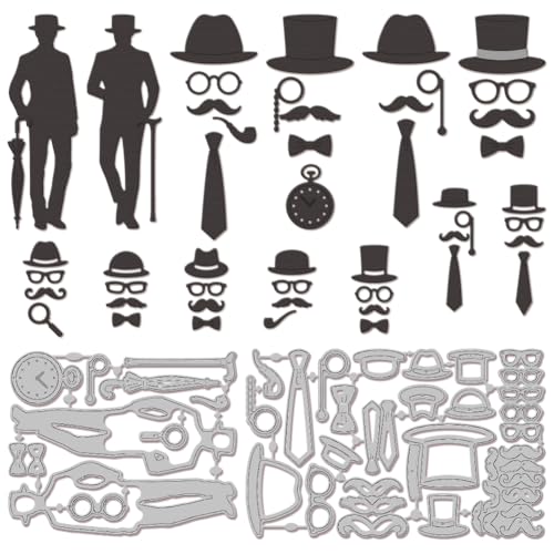 GLOBLELAND Stanzformen Zum Vatertag Metall Gentleman Männer Stanzformen Brille Und Hut Stanz Und Prägevorlagen Für Scrapbooking Basteln Papierkartenherstellung GLOBLELAND Stanzformen Zum Vatertag Metall Gentleman Männer Stanzformen Brille Und Hut Stanz Und Prägevorlagen Für Scrapbooking Basteln Papierkartenherstellung von GLOBLELAND