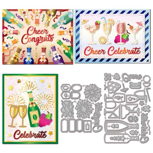 GLOBLELAND Stanzformen für Weinflaschen Getränkebecher für DIY-Scrapbooking Metallfrüchte Stanzformen Feiern Stanzungen für Kartenherstellung Prägung Fotoalbum Basteldekor von GLOBLELAND