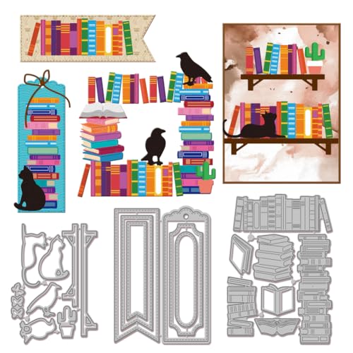 GLOBLELAND Stanzformen mit Bücherstapeln für DIY-Scrapbooking Katzen- und Krähen-Stanzformen Lesezeichenrahmen aus Metall Stanzschablonen für Kartenherstellung Prägung Fotoalbum Basteldekor GLOBLELAND Stanzformen mit Bücherstapeln für DIY-Scrapbooking Katzen- und Krähen-Stanzformen Lesezeichenrahmen aus Metall Stanzschablonen für Kartenherstellung Prägung Fotoalbum Basteldekor von GLOBLELAND