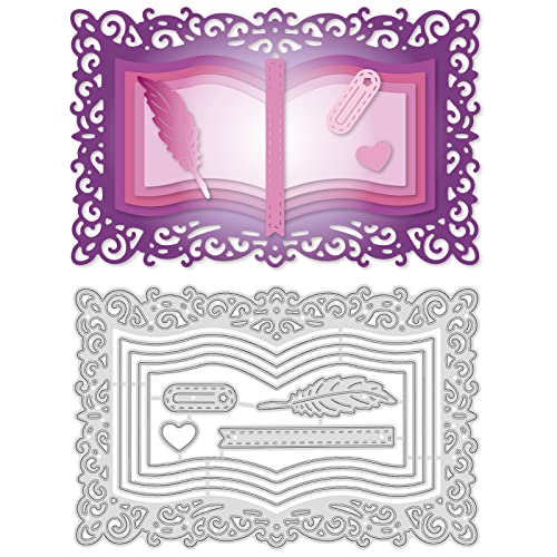 GLOBLELAND Stanzschablonen Buch Metall Schneiden Schablonen Lesezeichen und Feder Stanzformen für Kartenherstellung und DIY Scrapbooking Papier Sammelalbum Dekor GLOBLELAND Stanzschablonen Buch Metall Schneiden Schablonen Lesezeichen und Feder Stanzformen für Kartenherstellung und DIY Scrapbooking Papier Sammelalbum Dekor von GLOBLELAND