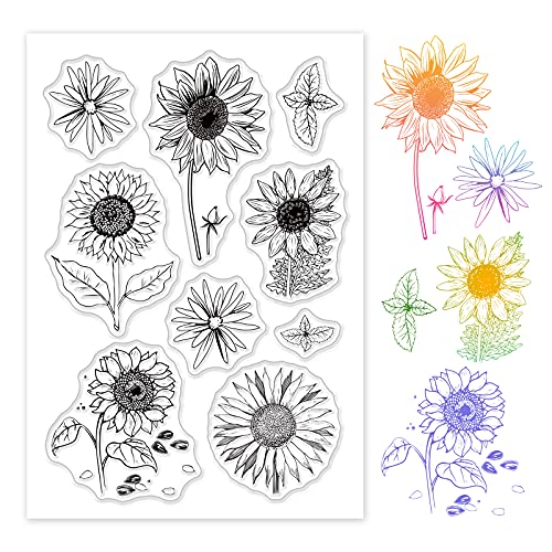 GLOBLELAND Sunflowers Clear Stamp Silikonstempelkarten Blätter Stempel Transparente Siegel Für Kartenherstellung Dekoration Und DIY Scrapbooking von GLOBLELAND