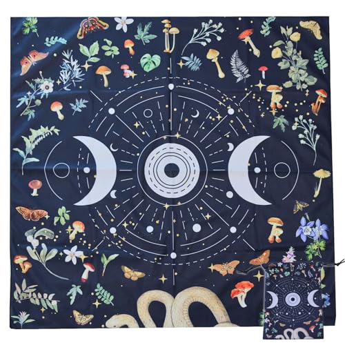 GLOBLELAND Tarottuch Und Tasche Mit Schlangen Und Pilzmotiv 30Zoll Mond Und Stern Dicker Samtstoff Tischdecke Tarotkartentasche Mit Motte Und Schmetterling Für Wahrsagerei Tarotkarte Wicca Zimmer Bar GLOBLELAND Tarottuch Und Tasche Mit Schlangen Und Pilzmotiv 30Zoll Mond Und Stern Dicker Samtstoff Tischdecke Tarotkartentasche Mit Motte Und Schmetterling Für Wahrsagerei Tarotkarte Wicca Zimmer Bar von GLOBLELAND