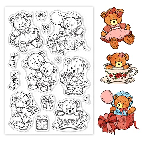 GLOBLELAND Teddybär Puppe Klare Stempel für DIY Scrapbooking Dekor Tiere Geschenkboxen Geburtstage Schleifen Blumen Transparente Silikonstempel zum Basteln von Karten Fotoalbum Dekoration GLOBLELAND Teddybär Puppe Klare Stempel für DIY Scrapbooking Dekor Tiere Geschenkboxen Geburtstage Schleifen Blumen Transparente Silikonstempel zum Basteln von Karten Fotoalbum Dekoration von GLOBLELAND