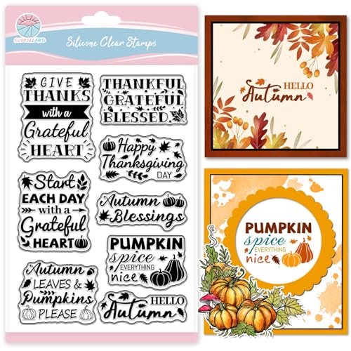 GLOBLELAND Thanksgiving Text Clear Stamps for Scrapbooking Autumn Greetings Silicone Stamps Pumpkin Maple Leaves Transparent Stamp for Card Making DIY Embossing Journaling GLOBLELAND Thanksgiving Text Clear Stamps for Scrapbooking Autumn Greetings Silicone Stamps Pumpkin Maple Leaves Transparent Stamp for Card Making DIY Embossing Journaling von GLOBLELAND