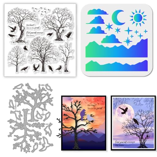 GLOBLELAND Totem Baum Stamps Stanzschablone für die Kartenherstellung Vogel Silikonstempel Stanzschablone Berg Sonne Mond PET Malschablonen Für DIY Scrapbooking Bastelalben Zubehör GLOBLELAND Totem Baum Stamps Stanzschablone für die Kartenherstellung Vogel Silikonstempel Stanzschablone Berg Sonne Mond PET Malschablonen Für DIY Scrapbooking Bastelalben Zubehör von GLOBLELAND