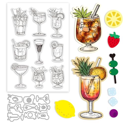 GLOBLELAND Transparente Cocktail-Stempel- und Stanzformen-Set für Kartenherstellung, Getränke, Wein, Silikon, klar, Stempel, Metall, Zitrone, Ananas, Stanzformen für DIY, Scrapbooking, Fotoalbum GLOBLELAND Transparente Cocktail-Stempel- und Stanzformen-Set für Kartenherstellung, Getränke, Wein, Silikon, klar, Stempel, Metall, Zitrone, Ananas, Stanzformen für DIY, Scrapbooking, Fotoalbum von GLOBLELAND