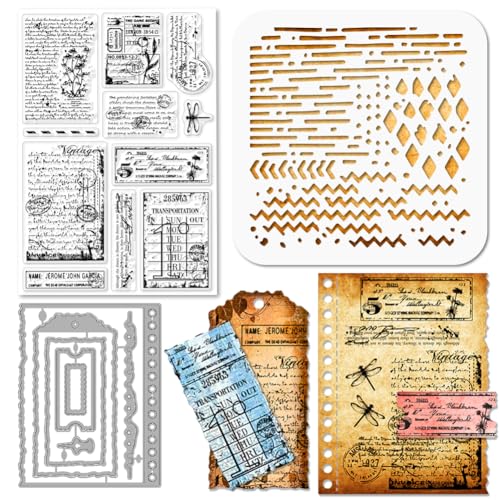 GLOBLELAND Transparente Silikonstempel Mit Retro Texthintergrund Vintage Briefmarke Ticketrahmen Stanzformen PET Farbe Bastelschablonen Vorlage Für Kartengestaltung Prägungen Scrapbooking GLOBLELAND Transparente Silikonstempel Mit Retro Texthintergrund Vintage Briefmarke Ticketrahmen Stanzformen PET Farbe Bastelschablonen Vorlage Für Kartengestaltung Prägungen Scrapbooking von GLOBLELAND