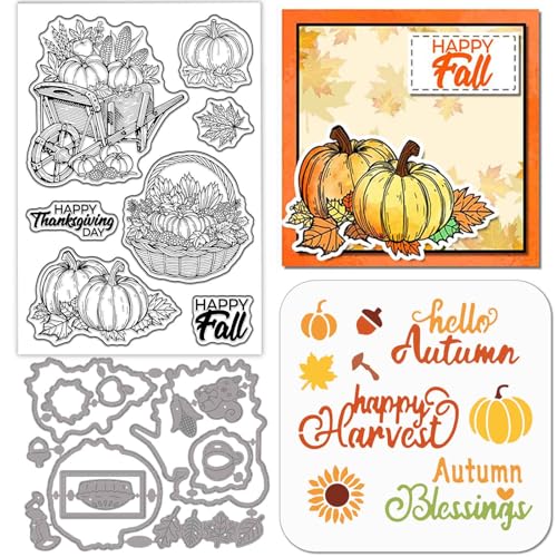 GLOBLELAND Transparente Stanzschablonen für Herbst/Thanksgiving-Kürbis; PET-Malschablonen für Kartenherstellung; Ahornblätter; Silikonstempel; Thanksgivinggrüße; Stanzschablonen für DIY; Scrapbooking GLOBLELAND Transparente Stanzschablonen für Herbst/Thanksgiving-Kürbis; PET-Malschablonen für Kartenherstellung; Ahornblätter; Silikonstempel; Thanksgivinggrüße; Stanzschablonen für DIY; Scrapbooking von GLOBLELAND