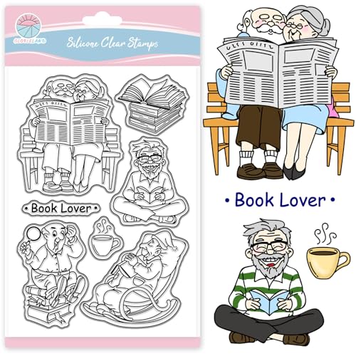 GLOBLELAND Transparente Stempel „Alter Mann Liest“ Mit Buch Und Kaffee Transparenter Silikonstempel „Das Leben Älterer Menschen“ Transparente Stempel Für Selbstgemachtes Scrapbooking 6.3x4.33Zoll GLOBLELAND Transparente Stempel „Alter Mann Liest“ Mit Buch Und Kaffee Transparenter Silikonstempel „Das Leben Älterer Menschen“ Transparente Stempel Für Selbstgemachtes Scrapbooking 6.3x4.33Zoll von GLOBLELAND