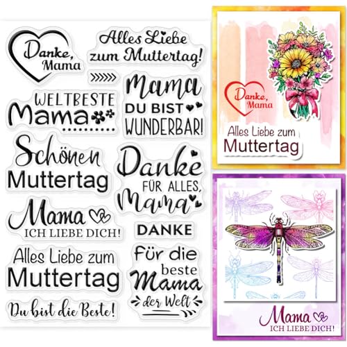 GLOBLELAND Transparente Stempel „Deutscher Muttertag“ Für Kartenherstellung Sprüche Deutsche Klare Stempel Siegel Silikonstempel Für DIY Scrapbooking Fotoalbum Tagebuch Heimdekoration GLOBLELAND Transparente Stempel „Deutscher Muttertag“ Für Kartenherstellung Sprüche Deutsche Klare Stempel Siegel Silikonstempel Für DIY Scrapbooking Fotoalbum Tagebuch Heimdekoration von GLOBLELAND