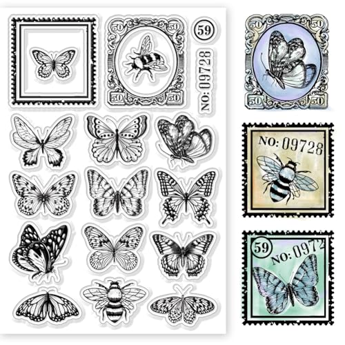 GLOBLELAND Transparente Stempel Im Vintage Schmetterlingsstil Retro Schmetterling Dekorative Transparente Stempel Silikonstempel Für Kartenherstellung Und Fotoalbum Dekoration Und DIY Scrapbooking GLOBLELAND Transparente Stempel Im Vintage Schmetterlingsstil Retro Schmetterling Dekorative Transparente Stempel Silikonstempel Für Kartenherstellung Und Fotoalbum Dekoration Und DIY Scrapbooking von GLOBLELAND