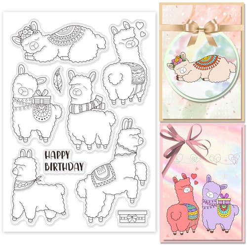 GLOBLELAND Stempel Mit Alpaka „Happy Birthday“ Geschenkbox Transparente Silikonstempel Siegel Mit Cartoon Tieren Transparente Stempel Für Selbstgemachte Scrapbooking Erstellen GLOBLELAND Stempel Mit Alpaka „Happy Birthday“ Geschenkbox Transparente Silikonstempel Siegel Mit Cartoon Tieren Transparente Stempel Für Selbstgemachte Scrapbooking Erstellen von GLOBLELAND