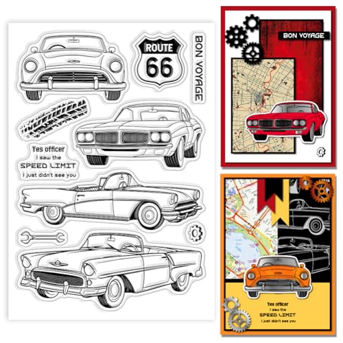 GLOBLELAND Transparente Stempel Mit Auto Motiv Zahnrad/Straßenschild Silikon Stempelsiegel Route 66 transparente Stempel Für DIY Scrapbooking Karten Erstellen von Fotoalben Und Tagebüchern GLOBLELAND Transparente Stempel Mit Auto Motiv Zahnrad/Straßenschild Silikon Stempelsiegel Route 66 transparente Stempel Für DIY Scrapbooking Karten Erstellen von Fotoalben Und Tagebüchern von GLOBLELAND
