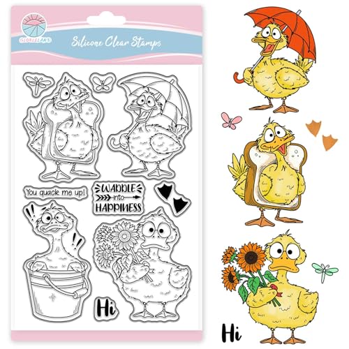 GLOBLELAND Transparente Stempel Mit Cartoon Ente Zum Gestalten von Karten Cartoon Tiere Blumen Silikon Stempel Grüße Transparentes Stempelsiegel Für DIY Scrapbooking GLOBLELAND Transparente Stempel Mit Cartoon Ente Zum Gestalten von Karten Cartoon Tiere Blumen Silikon Stempel Grüße Transparentes Stempelsiegel Für DIY Scrapbooking von GLOBLELAND