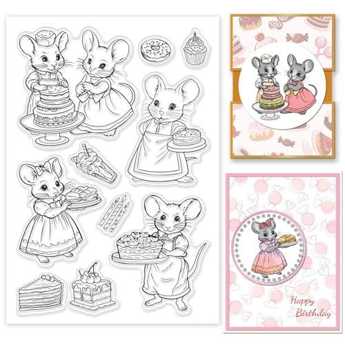 GLOBLELAND Transparente Stempel Mit Cartoon Kochmaus Und Geburtstagstorte Transparente Stempel Süßes Dessert Silikonstempel Für DIY Scrapbooking Fotoalbum Dekorative Karten 6.3x4.33Inch GLOBLELAND Transparente Stempel Mit Cartoon Kochmaus Und Geburtstagstorte Transparente Stempel Süßes Dessert Silikonstempel Für DIY Scrapbooking Fotoalbum Dekorative Karten 6.3x4.33Inch von GLOBLELAND