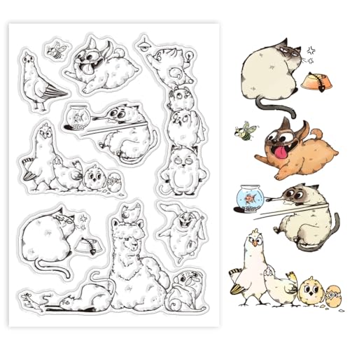 GLOBLELAND Transparente Stempel Mit Cartoon-Tieren, Katzen, Hunde, Dekorative Transparente Stempel, Silikonstempel Für Kartenherstellung Und Fotoalbum-Dekoration Und DIY-Scrapbooking GLOBLELAND Transparente Stempel Mit Cartoon-Tieren, Katzen, Hunde, Dekorative Transparente Stempel, Silikonstempel Für Kartenherstellung Und Fotoalbum-Dekoration Und DIY-Scrapbooking von GLOBLELAND