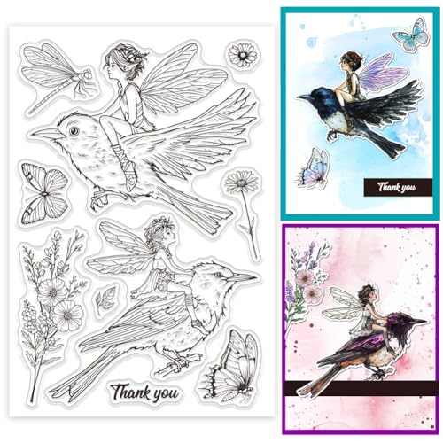 GLOBLELAND Transparente Stempel Mit Feen Und Vogelmotiv Blumen Und Schmetterlingsform Libellen Motiv Silikon Stempel Siegel Insekten Motiv Silikonstempel Für DIY Scrapbooking Karten Erstellen GLOBLELAND Transparente Stempel Mit Feen Und Vogelmotiv Blumen Und Schmetterlingsform Libellen Motiv Silikon Stempel Siegel Insekten Motiv Silikonstempel Für DIY Scrapbooking Karten Erstellen von GLOBLELAND