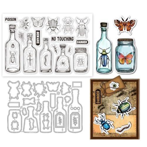 GLOBLELAND Transparente Stempel Mit Insekt Und Zaubertrankflasche Etiketten Rahmen Stanzformen Set Für Selbstgemachtes Scrapbooking Und Kartenmachen Dekorative Fotoalben Notizbuch Dekoration GLOBLELAND Transparente Stempel Mit Insekt Und Zaubertrankflasche Etiketten Rahmen Stanzformen Set Für Selbstgemachtes Scrapbooking Und Kartenmachen Dekorative Fotoalben Notizbuch Dekoration von GLOBLELAND
