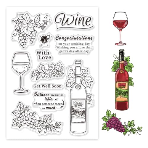 GLOBLELAND Transparente Stempel Mit Weintraubenmotiv Kelch Silikonstempel Transparente Weinreben Eckstempel Für Selbstgemachtes Scrapbooking Und Kartenmachen Fotoalbum Tagebuch 6.3x4.33 Zoll GLOBLELAND Transparente Stempel Mit Weintraubenmotiv Kelch Silikonstempel Transparente Weinreben Eckstempel Für Selbstgemachtes Scrapbooking Und Kartenmachen Fotoalbum Tagebuch 6.3x4.33 Zoll von GLOBLELAND